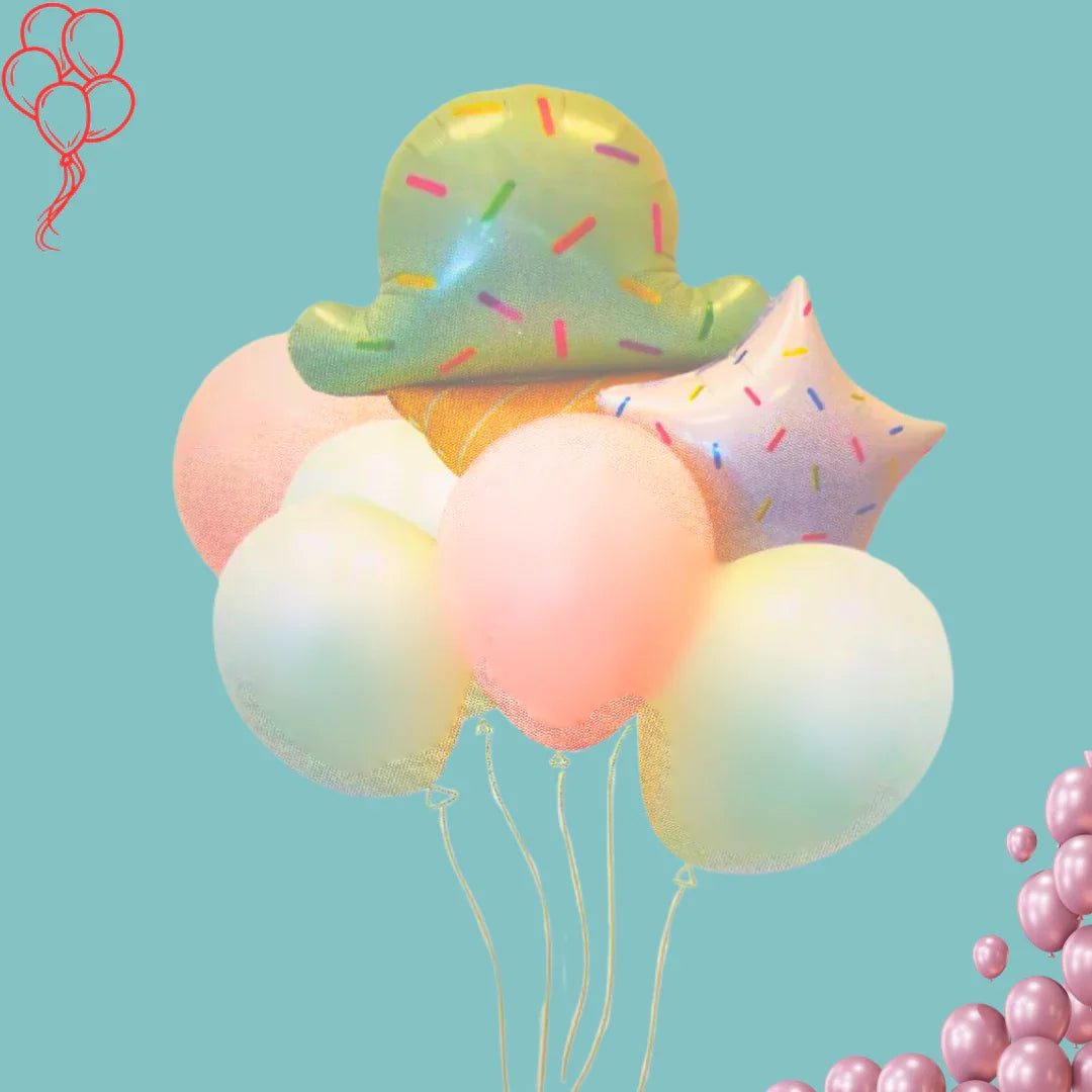 זר בלונים "גילי" - זר עם בלון בצורת גלידה | בלוניטי