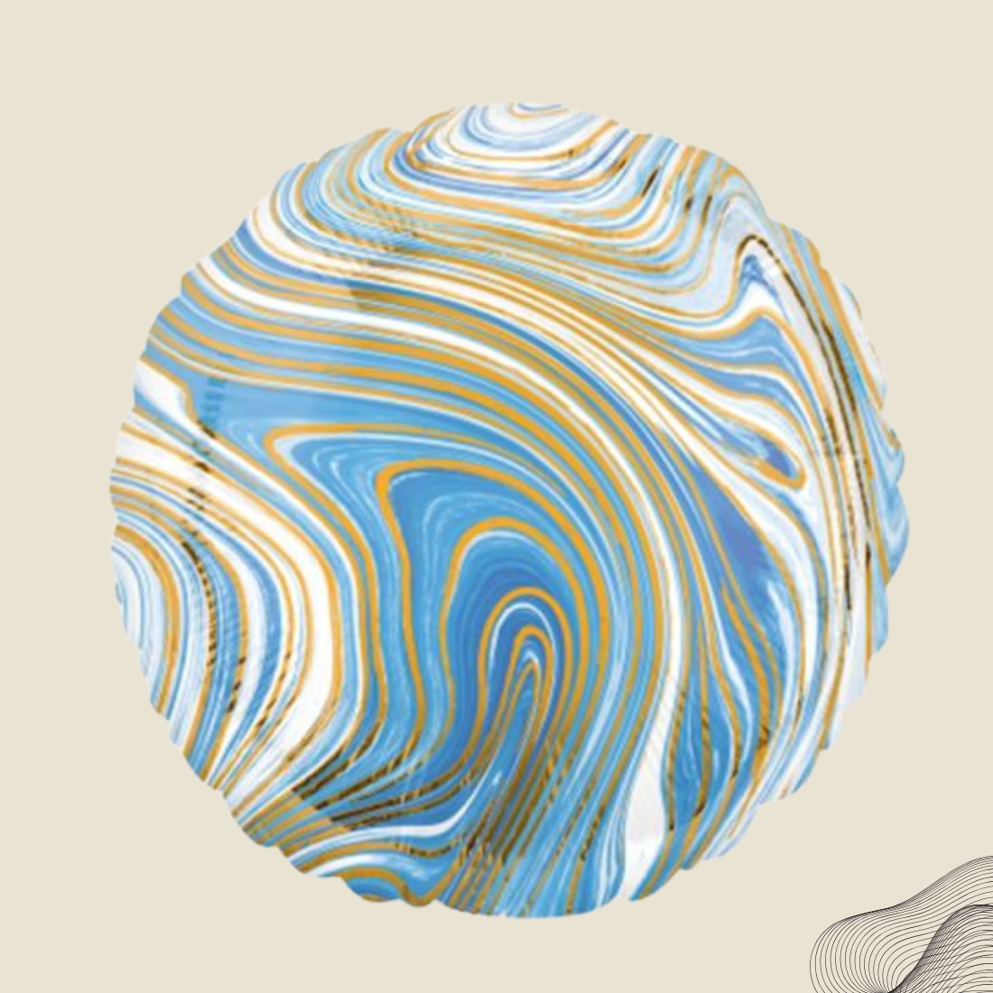 בלון הליום בעצוב מודרני בצבע תכלת וזהב | בלוניטי