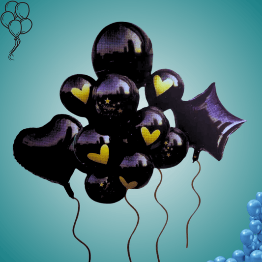 זר בלונים "עומר" - זר שחור עם זהב |בלוניטי