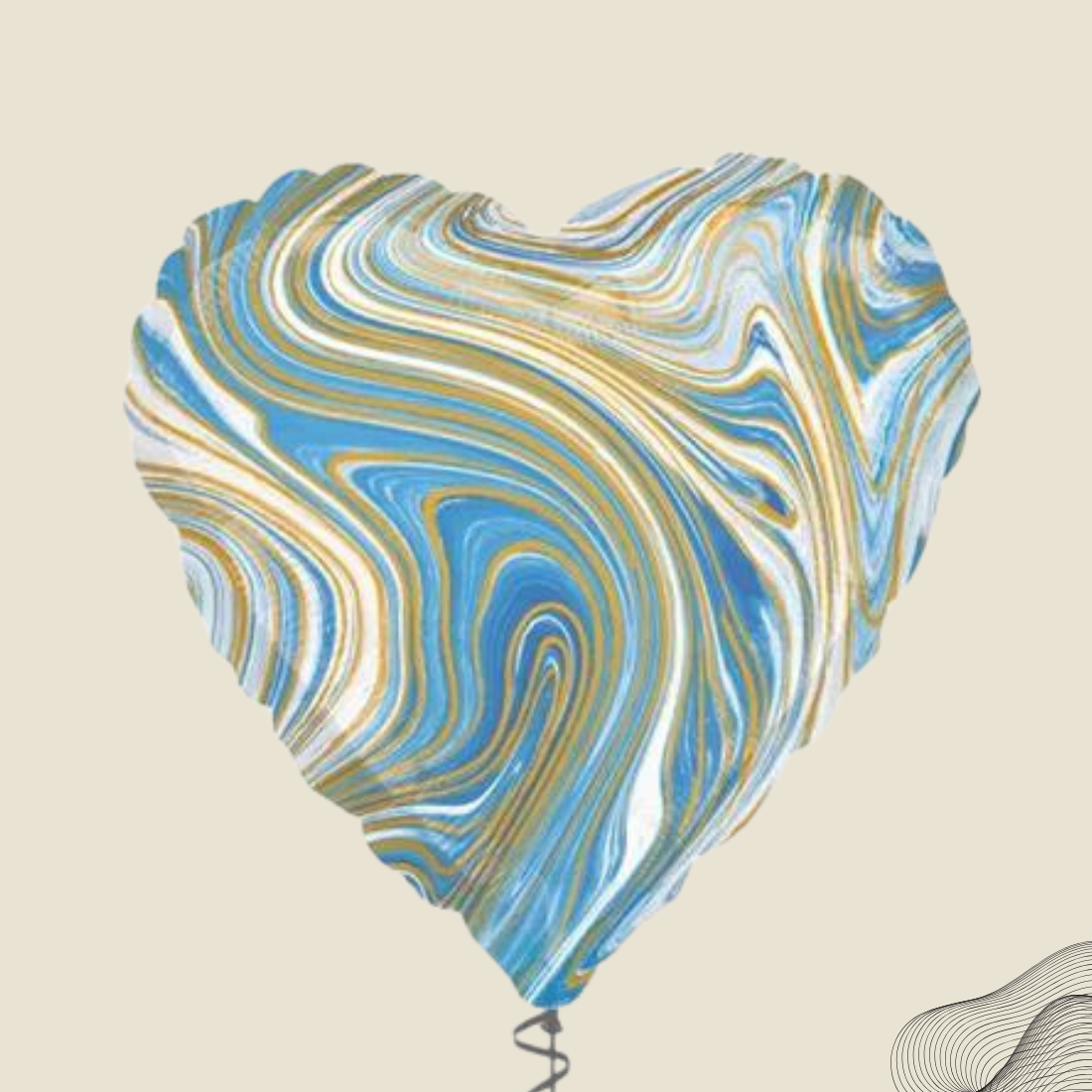 בלון הליום בעצוב מודרני בצבע תכלת וזהב | בלוניטי