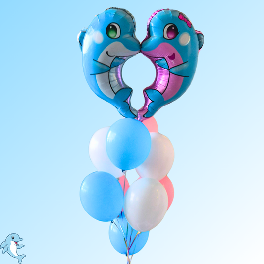 זר בלונים "דולפין" - זר בלונים עם דולפינים לתאומים | בלוניטי