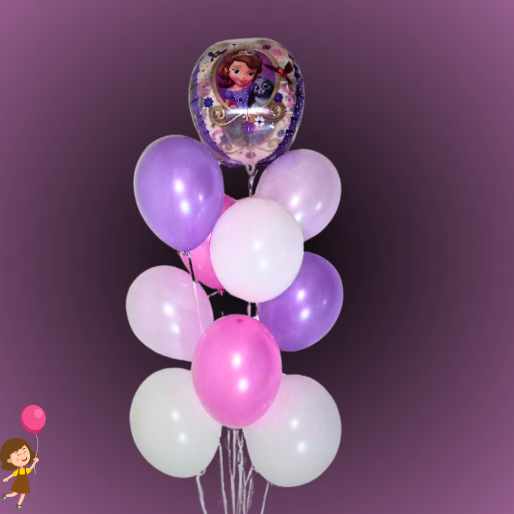 זר בלונים "סופיה" - זר בלונים לילדות עם הנסיכה סופיה | בלוניטי