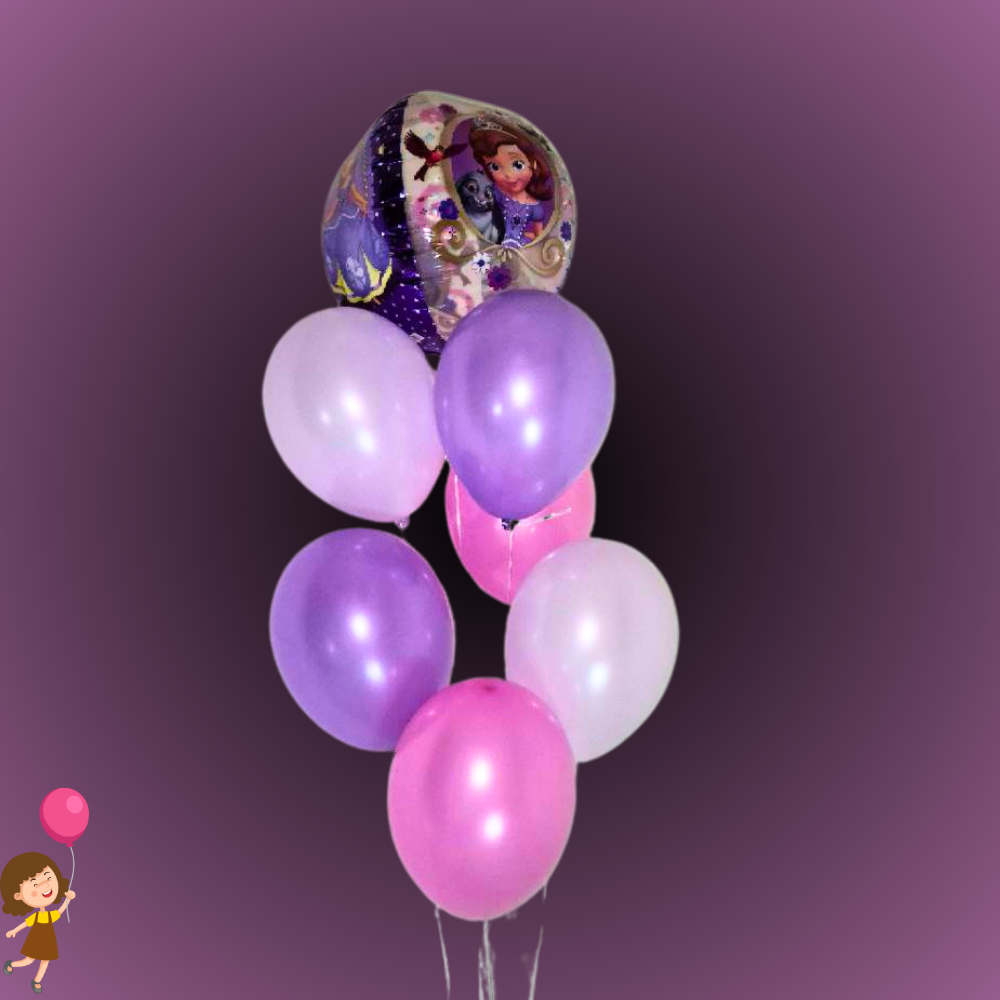 זר בלונים "סופיה" - זר בלונים לילדות עם הנסיכה סופיה | בלוניטי