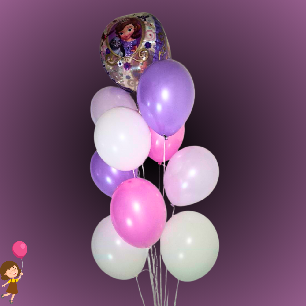 זר בלונים "סופיה" - זר בלונים לילדות עם הנסיכה סופיה | בלוניטי