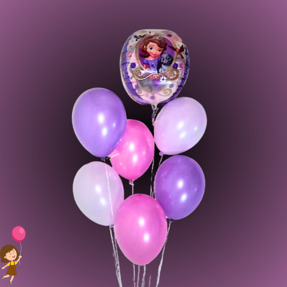 זר בלונים "סופיה" - זר בלונים לילדות עם הנסיכה סופיה | בלוניטי