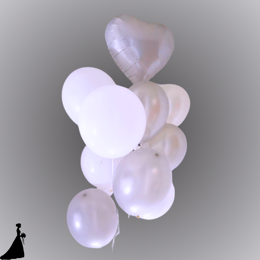 זר "טוהר" - זר בלונים לבן וכסוף לכלה | בלוניטי