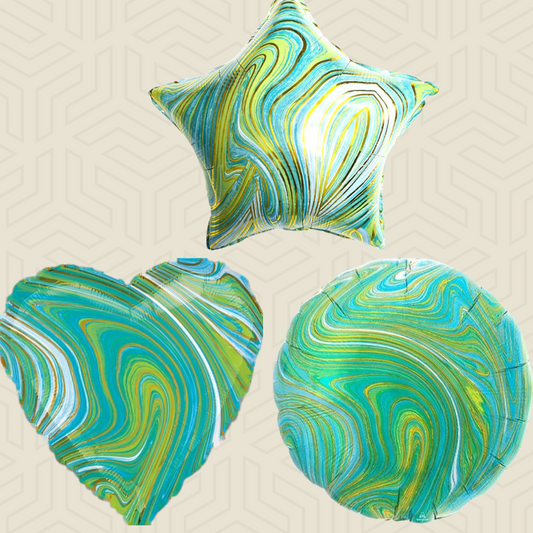 בלון הליום בצורות שונות בצבע ירקרק וזהב | בלוניטי