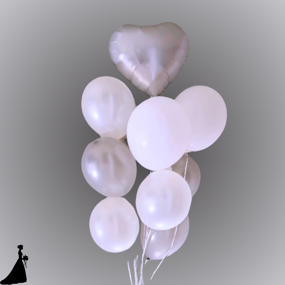 זר "טוהר" - זר בלונים לבן וכסוף לכלה | בלוניטי