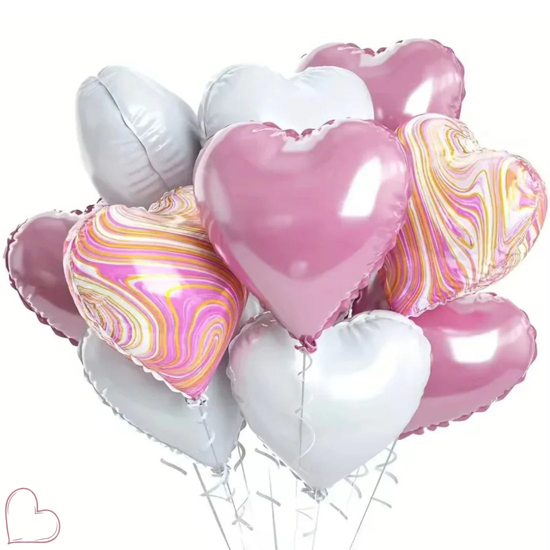 זר בלונים "נועה" - זר לבבות יפהפה ועדין | בלוניטי