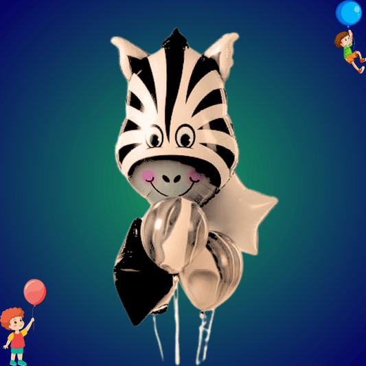 זר "נעם" - זר בלונים עם זברה לילדים | בלוניטי