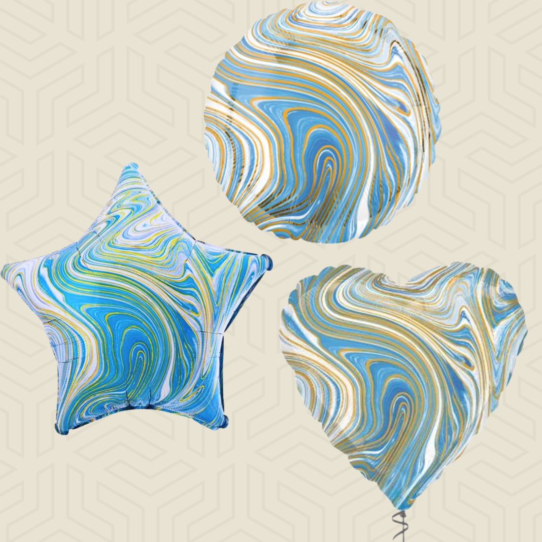 בלון הליום בעצוב מודרני בצבע תכלת וזהב | בלוניטי