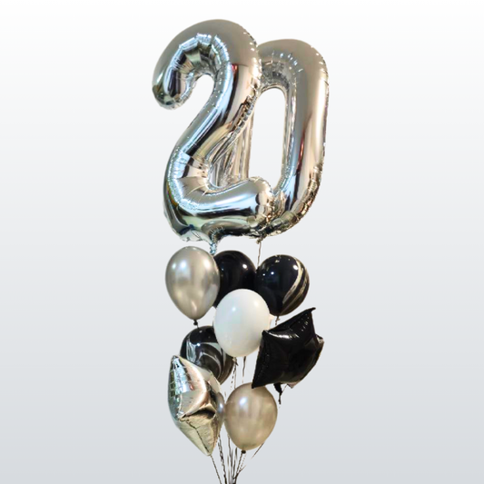זר בלונים "יונתן" - זר בצבעי כסף ושחור ליום הולדת | בלוניטי