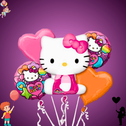 זר "קטי" - זר בלונים לילדות 'הלו קיטי' | בלוניטי
