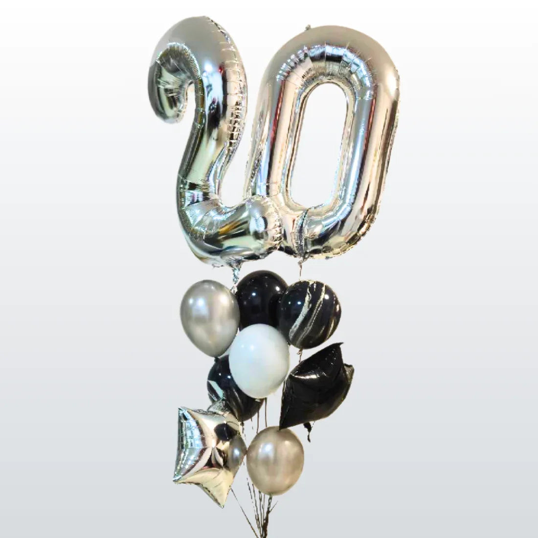 זר בלונים "יונתן" - זר בצבעי כסף ושחור ליום הולדת | בלוניטי