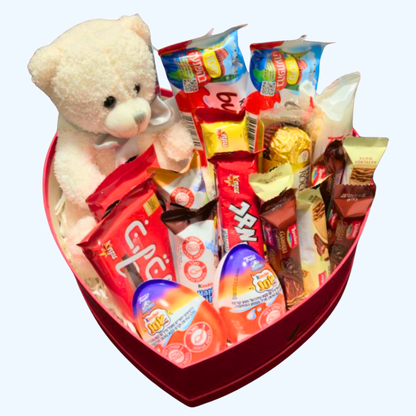 מארז אהבה עם דובי ושוקולדים | בלוניטי