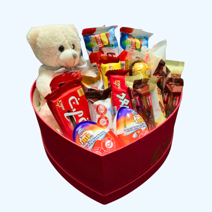 מארז אהבה עם דובי ושוקולדים | בלוניטי