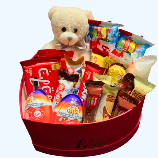 מארז אהבה עם דובי ושוקולדים | בלוניטי