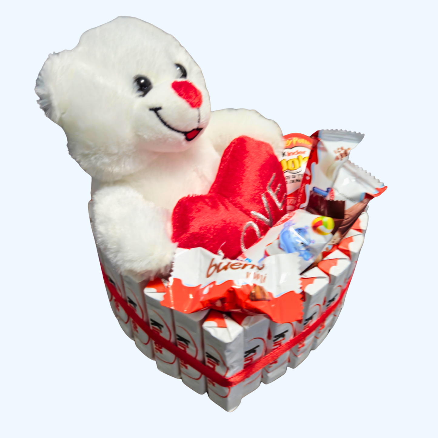 מארז קינדרים לב מלא בשוקולדים ודובי | בלוניטי