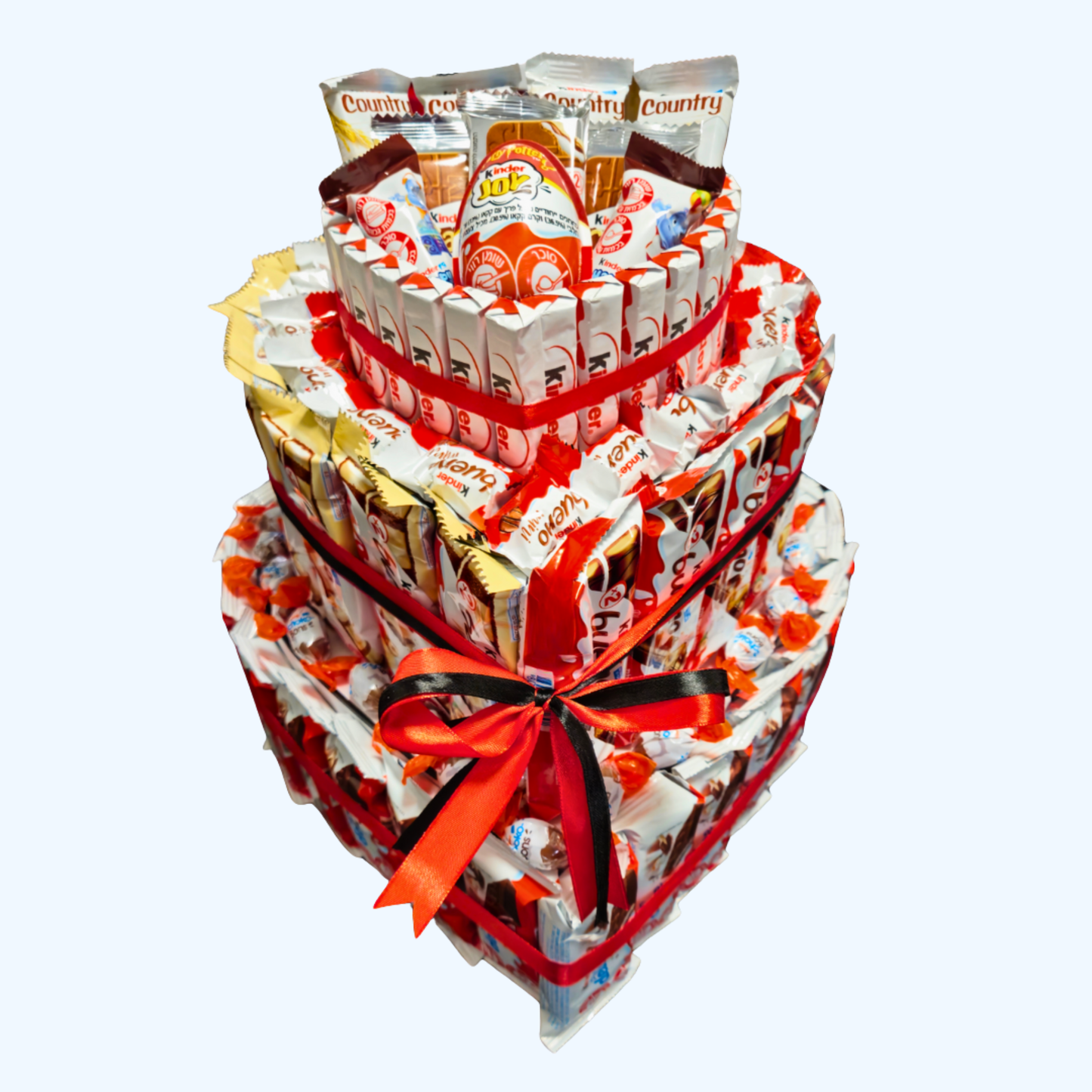 עוגת קינדרים ענקית 3 קומות בצורת לב | בלוניטי